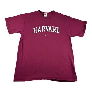 Vintage Nike Harvard Crimson Shirt Mens Large Red 90s Center Swoosh Ivy League